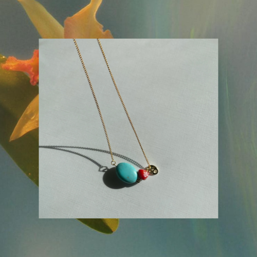 Gemstone Necklace (Turquoise / Coral stone)